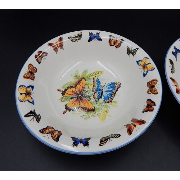Tabletops Unlimited Butterflies 8-1/2 Inch Soup Pasta Salad Bowl Set of 2 - Picture 4 of 10